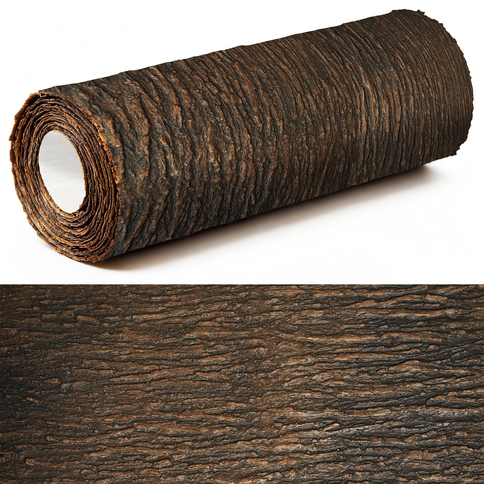 Artificial Tree Bark Roll,118" x19.7" Fake Bark | Realistic Fake Bark Wrap for P