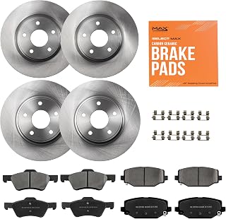 Max Advanced Brakes Front & Rear Brake Kit For Dodge Grand Caravan | Fits 2012-2020 Dodge Grand Caravan (330mm Front Rotor), OE Replacement Brake Rotors and Carbon Ceramic Brake Pads