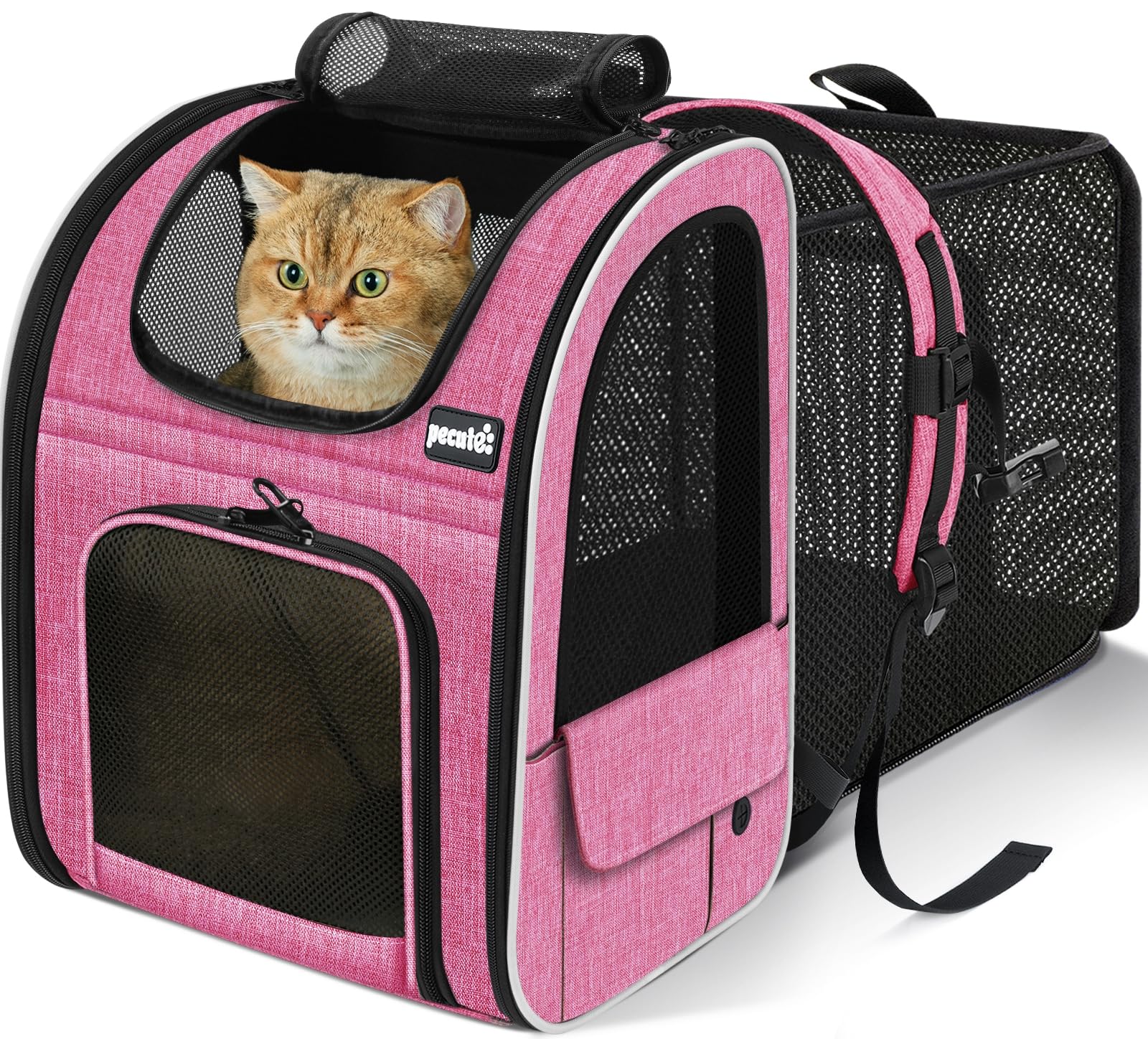 Pecute Cat Carrier Dog Backpack Expandable, Portable Breathable Rucksack with Fr
