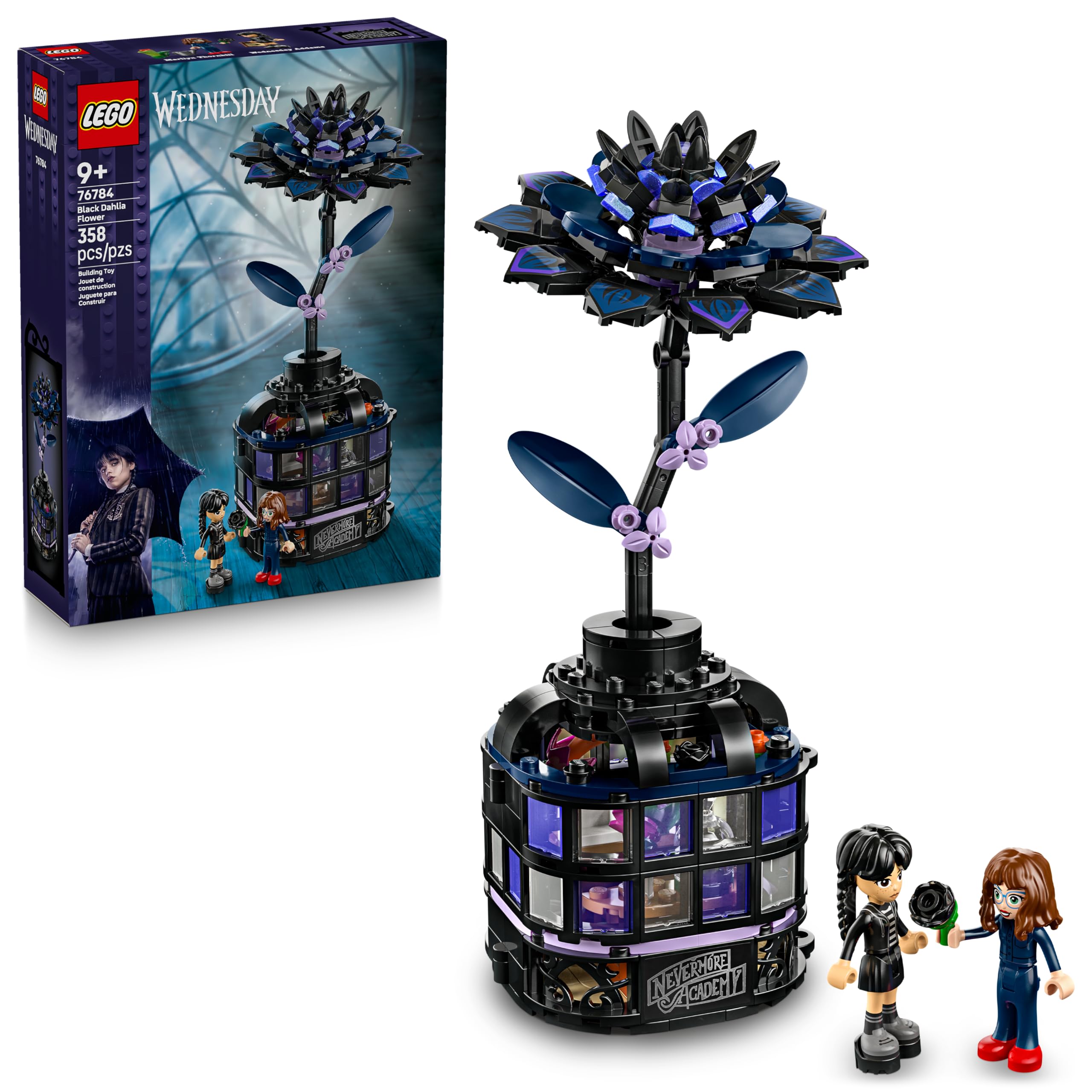 LEGO Wednesday Black Dahlia Flower Building Toy - Pretend Play Set for Girls & B