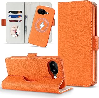 for Google Pixel 10a Wallet Case with Card Holder, Orange