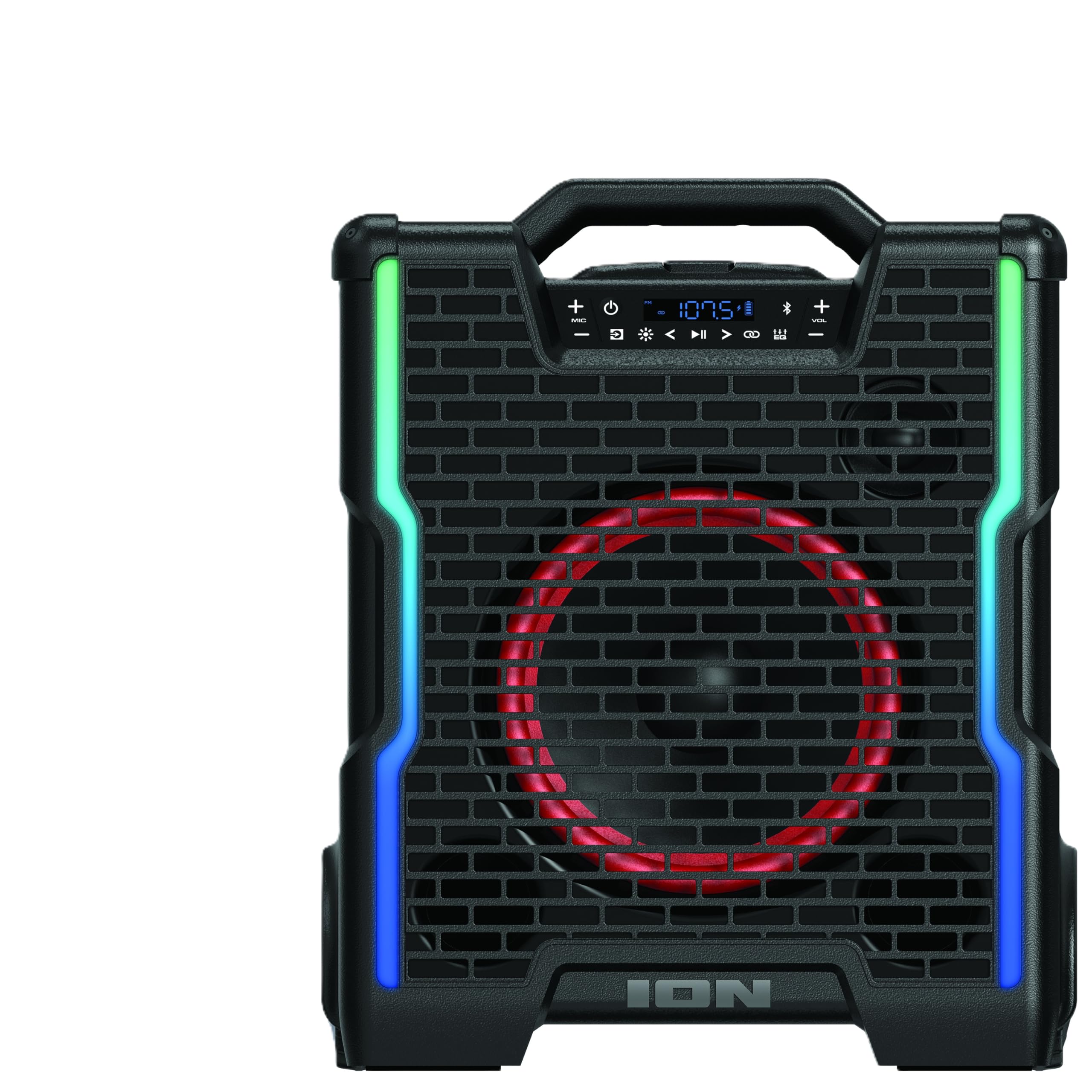 Ion Blockrocker Icon All-Terrain Portable Bluetooth Speaker with Lights, FM Radi