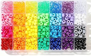 Ywmimn 28 Colors Pony Beads Kit for Bracelets, 700PCS 6x9mm Plastic Kandi Beads Bulk for Jewelry Making