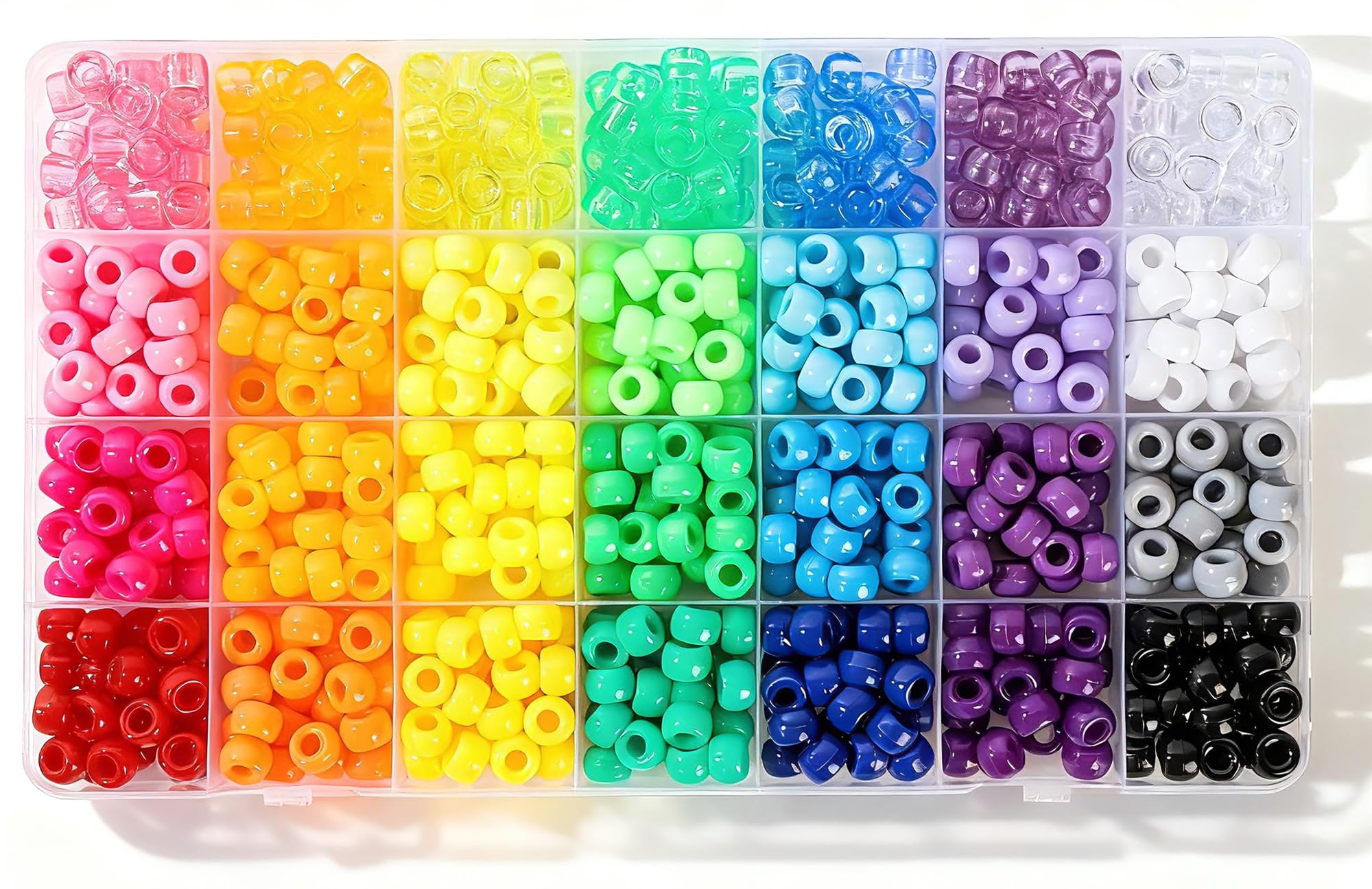 Ywmimn 28 Colors Pony Beads Kit for Bracelets, 700PCS 6x9mm Plastic Kandi Beads 