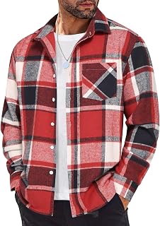 COOFANDY Mens Long Sleeve Flannel Shirt Lightweight Casual Shirt