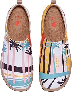 UIN Women's Slip-On Shoes with Floral Print - Lightweight and Comfortable Casual Shoes, Summer Sneakers with Artistic Design for Travel