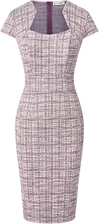 GRACE KARIN レディース グレーパターン Vネック キャップスリーブ 膝丈 ペンシルドレス - サイズ XL
