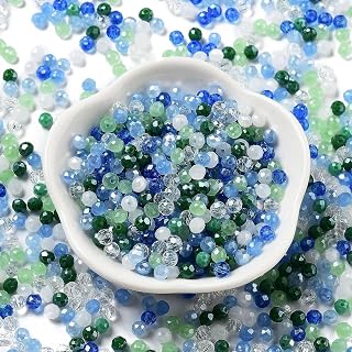 820pcs/60g Faceted Glass Rondelle Beads Mixed Color Flat Glass Loose Beads for DIY Bracelet Necklace Earrings Jewelry Making Supplies 4 x