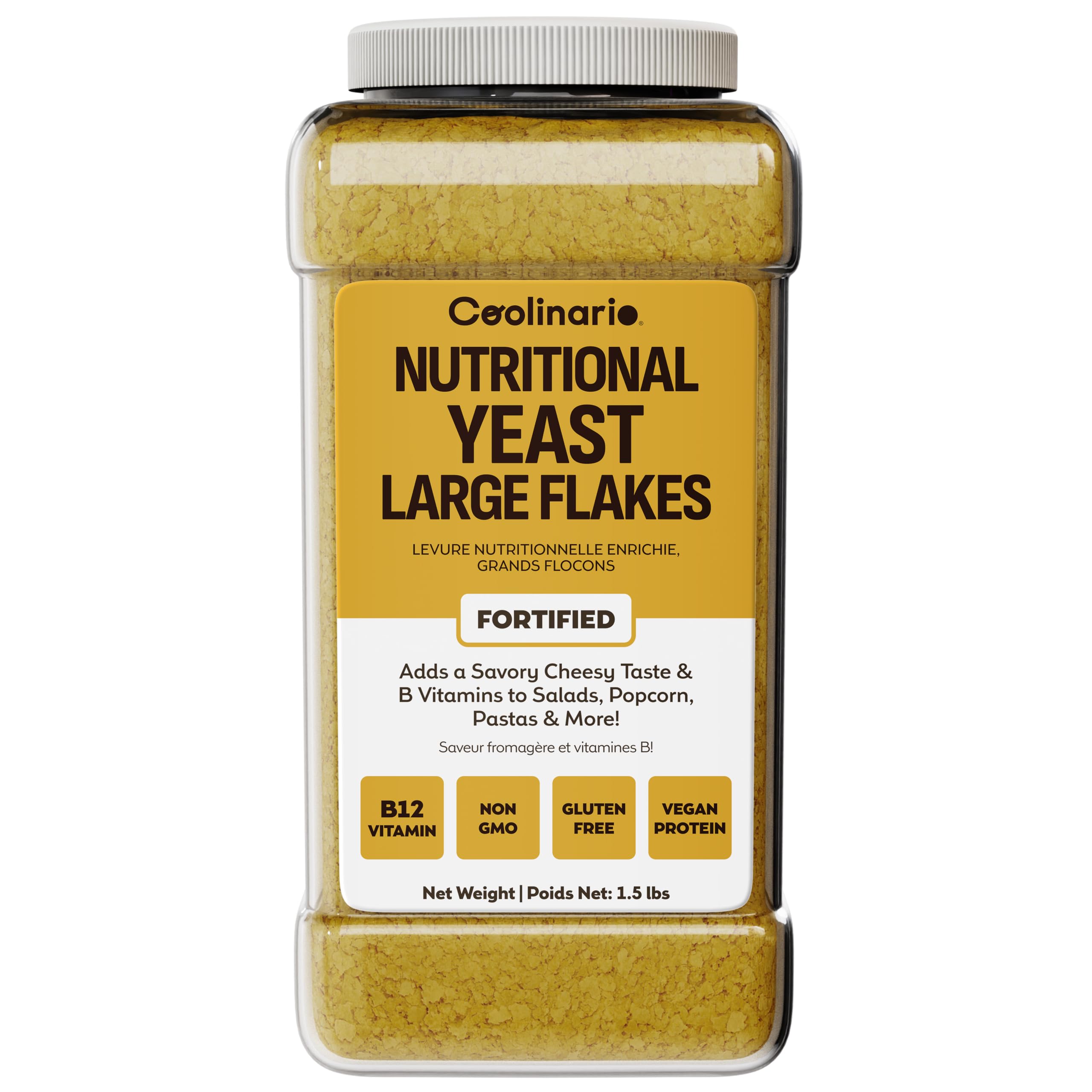 Coolinario Nutritional Yeast, Fortified, Large Flakes (1 GAL - 1.5 LBS)