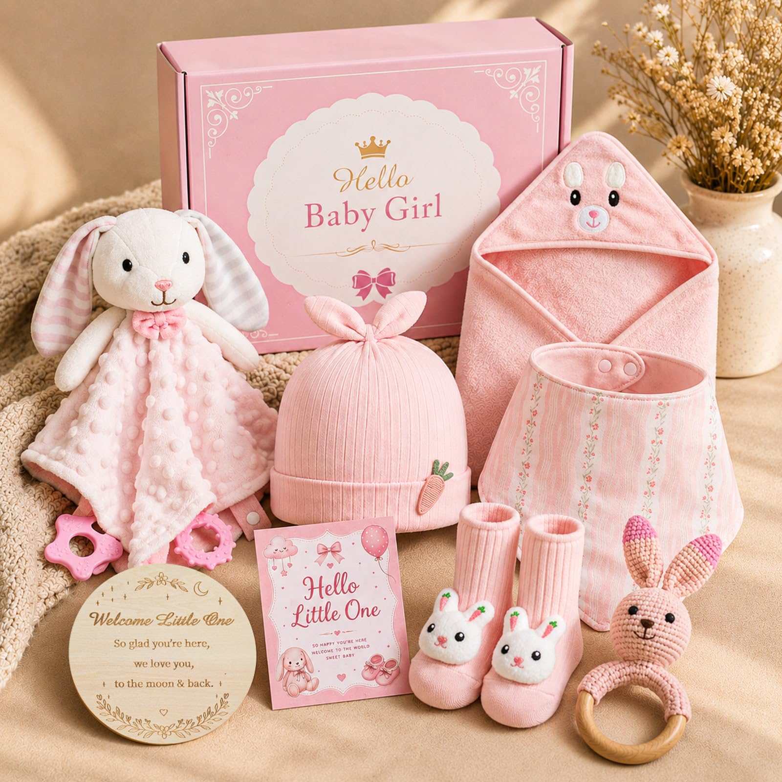 Baby Girl Gifts, 8 Pcs Baby Shower Gifts for Girls, Newborn Girl Gift Set | Newb