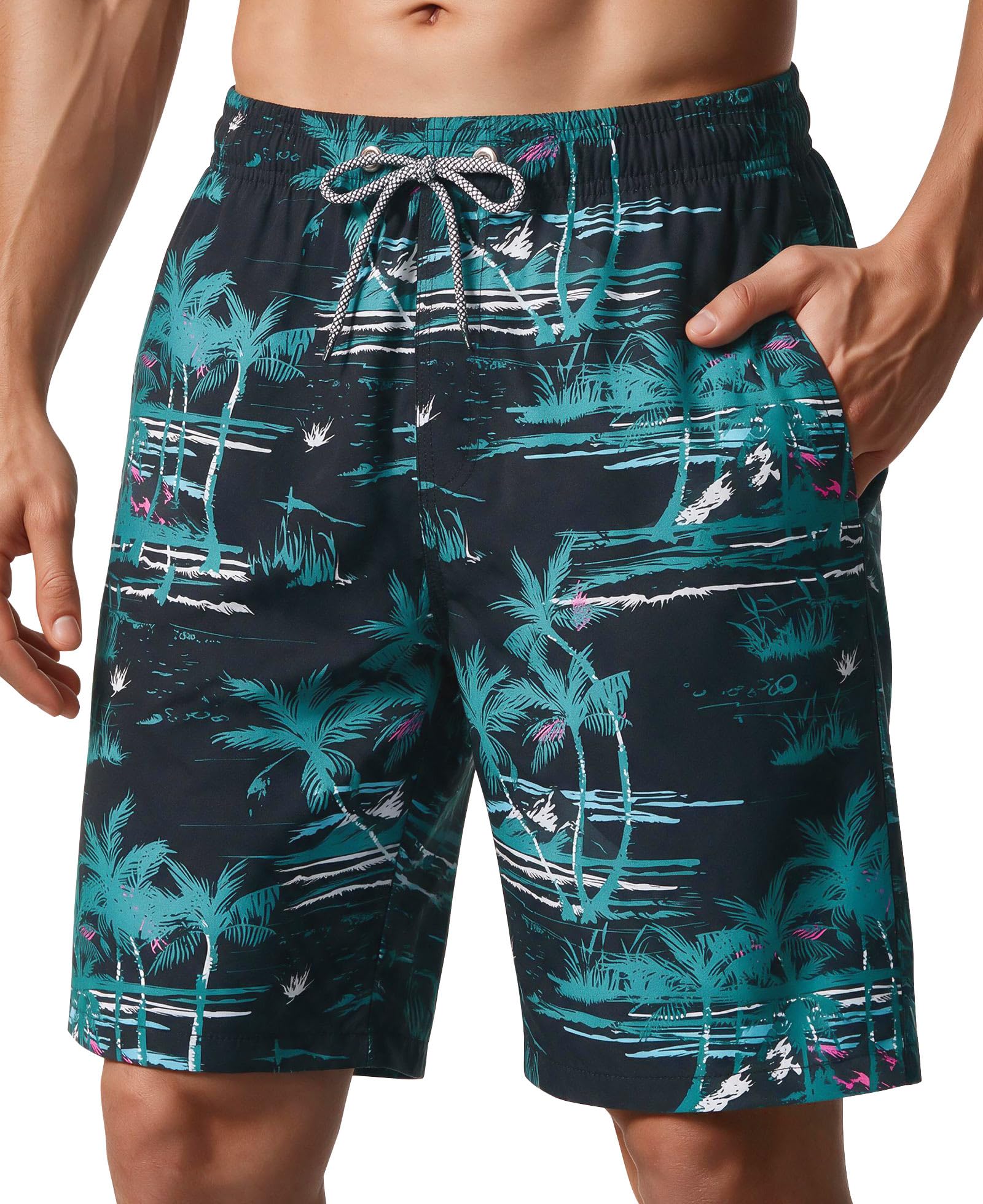ELETOP Mens Swim Shorts 9 inch Bathing Suit with Mesh Lining