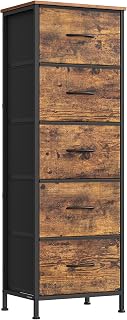 SONGMICS BELLAH Collection - Dresser for Bedroom, Chest of Drawers, Storage Organizer Unit, Closet, Entryway, Steel, 5 Drawers, Industrial, Rustic Brown and Ink Black ULGS315BH04