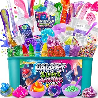 DIY Slime Kit, Galaxy Slime Making Kit for Girls, Gift Toy for Kids 3-12 | Butter & Glow in The Dark Slime with Add-ins, Foam Balls, Charms, Glitters, Party Favors Gift Toys