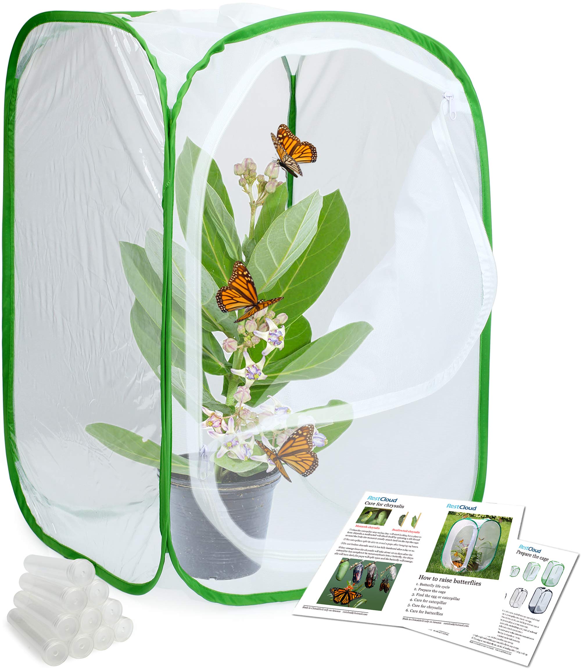 RESTCLOUD Insect and Butterfly Habitat Cage Terrarium Pop-up 24 Inches Tall with