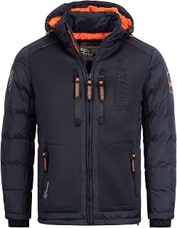 Geographical Norway IMS Production Men's Winter Quilted Anorak Jacket with Hood Lined Warm Outdoor Ski Snowboard Winter Autumn Size S-7XL