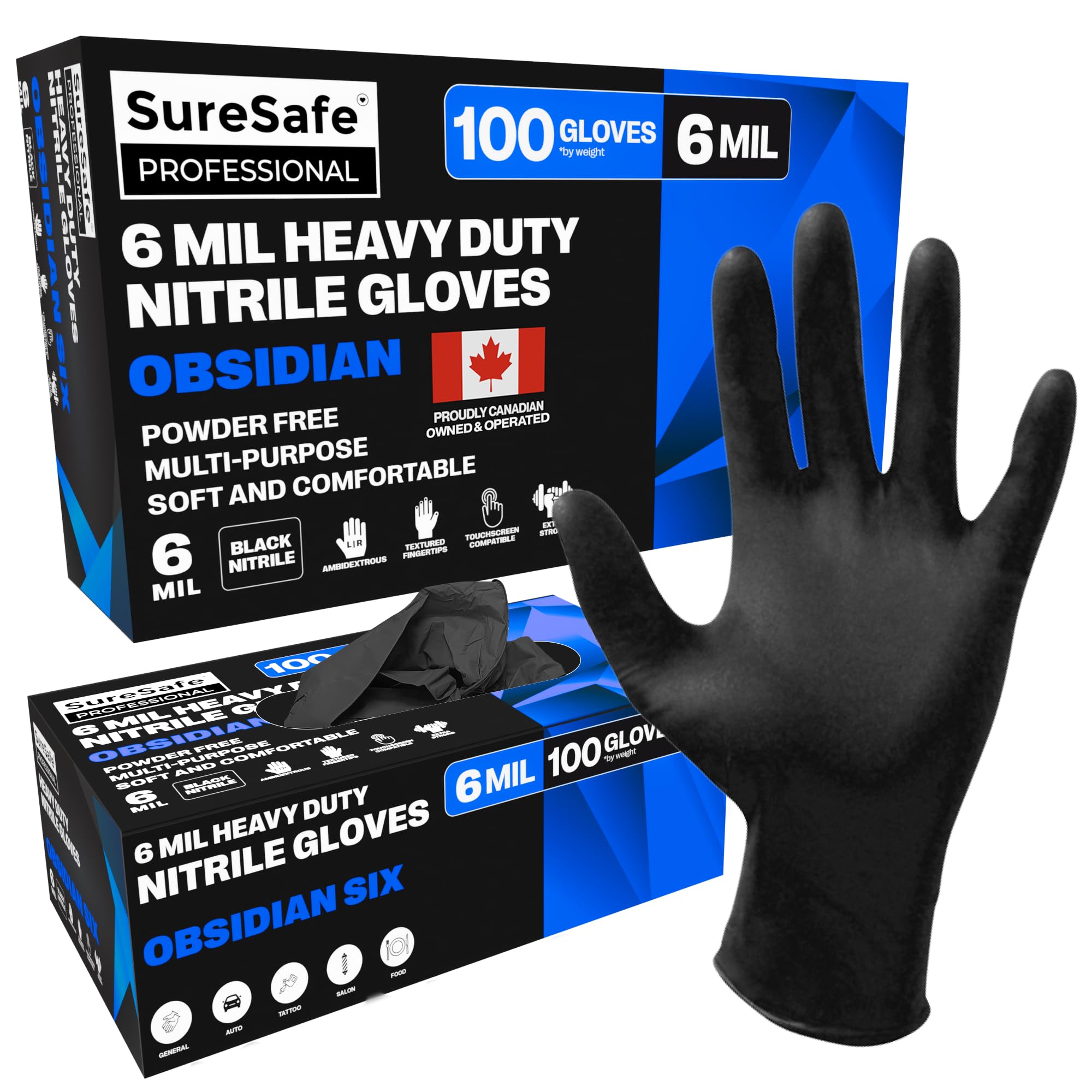 Black Nitrile Gloves, 6 Mil Powder-Free Latex-Free | Textured grip for food serv