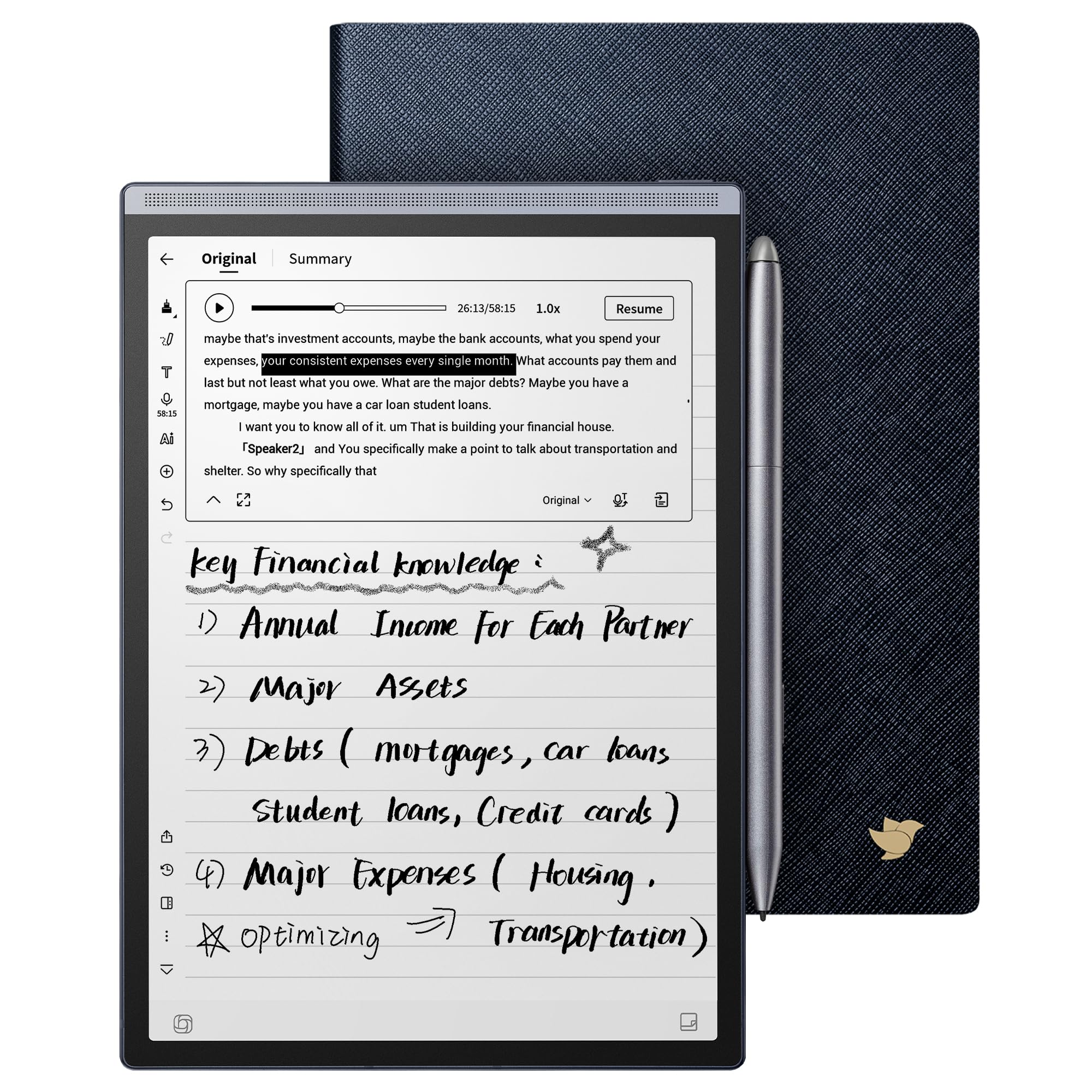 iFLYTEK AINOTE Air 2 Bundle with Blue Folio Case, 8.2-inch Tablet | AI meeting s