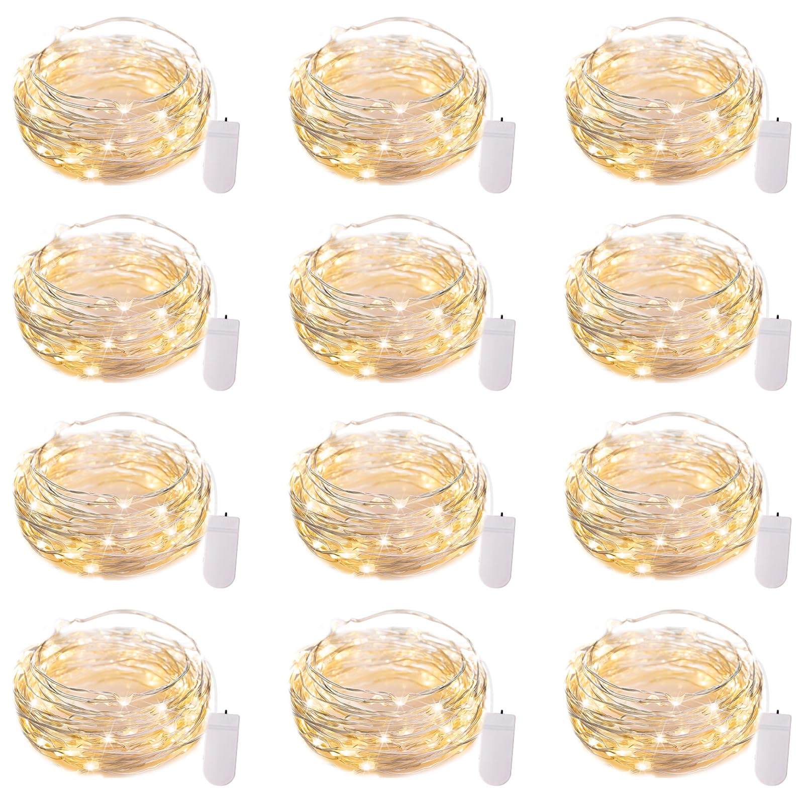 Brightown 12 Pack 7ft Battery Operated LED Fairy Lights for Xmas Decoration | 20
