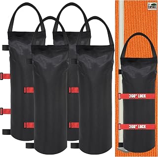 Eurmax USA Canopy Weights 4-Pack, Upgraded 360° Locking Sandbags (No Sand), Heavy-Duty Universal Fit Canopy Leg Weights for Pop Up Tents, Secure Wind Stability, Canopy Weight Bags For All Events,Black