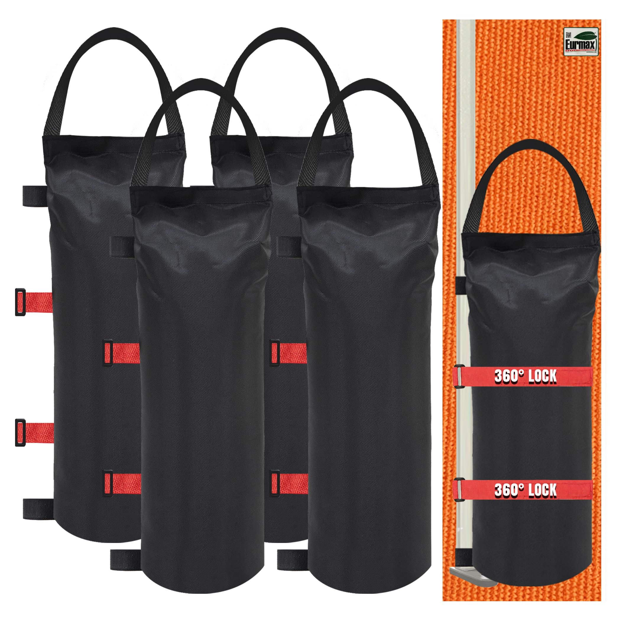 Eurmax USA Canopy Weights 4-Pack, Upgraded 360° Locking Sandbags (No Sand), Heav