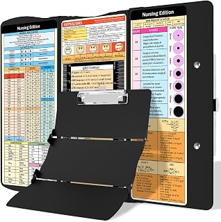 Nursing Clipboard Foldable Clipboard Medical: Edition Cheat Sheets Aluminum 3 Layers Foldable Clipboards Nursing Pocket Size Profile Clip Nurse Clipboards Notepad for Nurses Students and Doctors