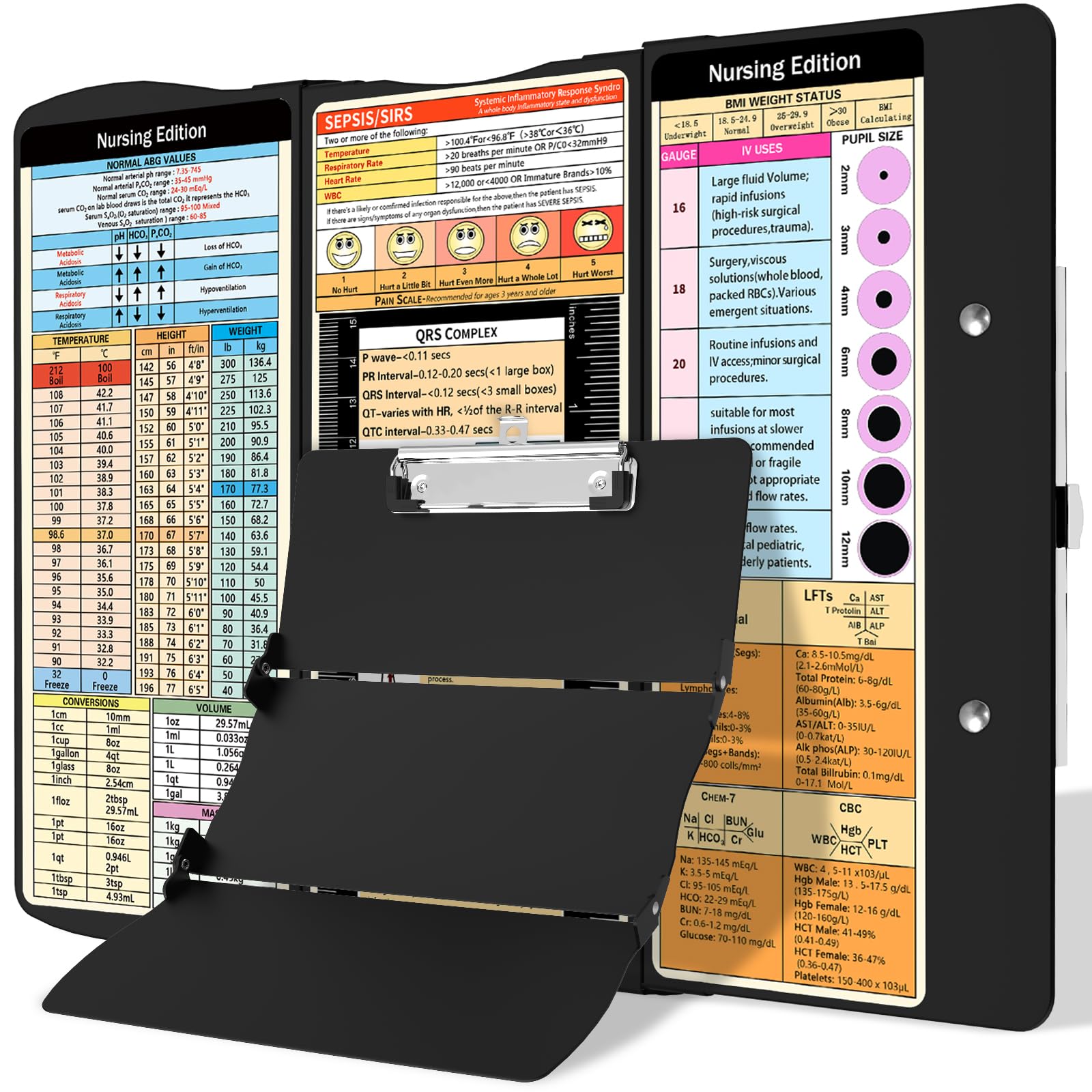 Nursing Clipboard Foldable Clipboard Medical: Edition Cheat Sheets Aluminum 3 La