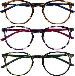 OPULIZE Met RR60-256 +3.00 Pack of 3 Round Thin Frame with Spring Hinges Anti-Scratch Tortoise Scale Brown Purple Green Men Women