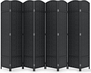 JOSTYLE Outdoor Privacy Screen 8-Panel Folding Room Divider Space Partition | 67"H 129"W fade-resistant PP yarn pine wood frame,freestanding, foldable, indoor balcony patio deck garden privacy partition