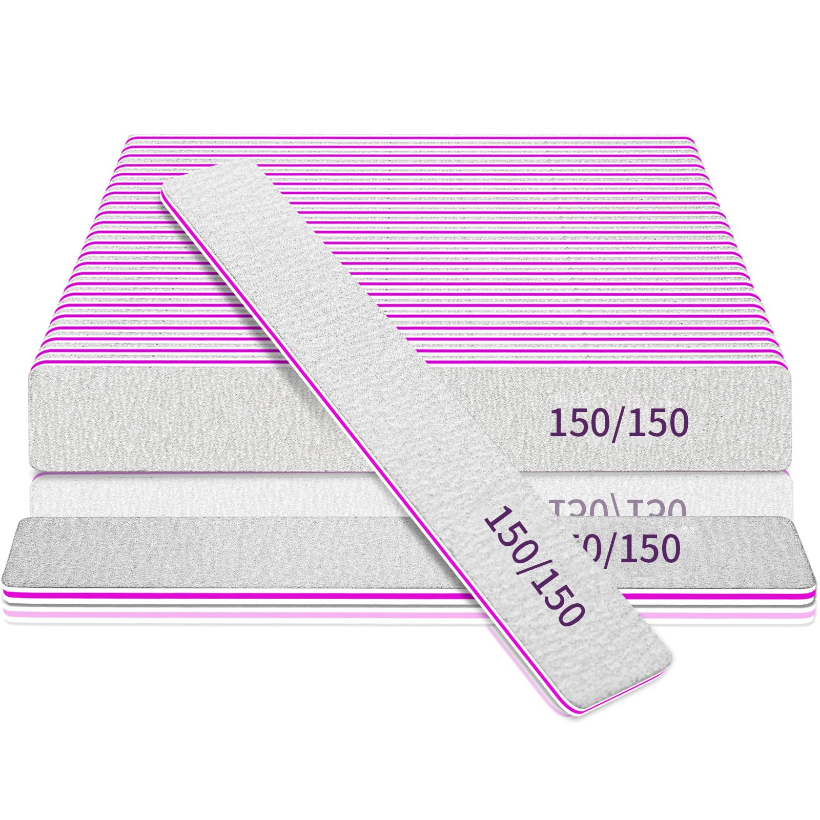 Professional Nail File-150/150 Grit Double Sided Reusable 25pcs Nail Files for A