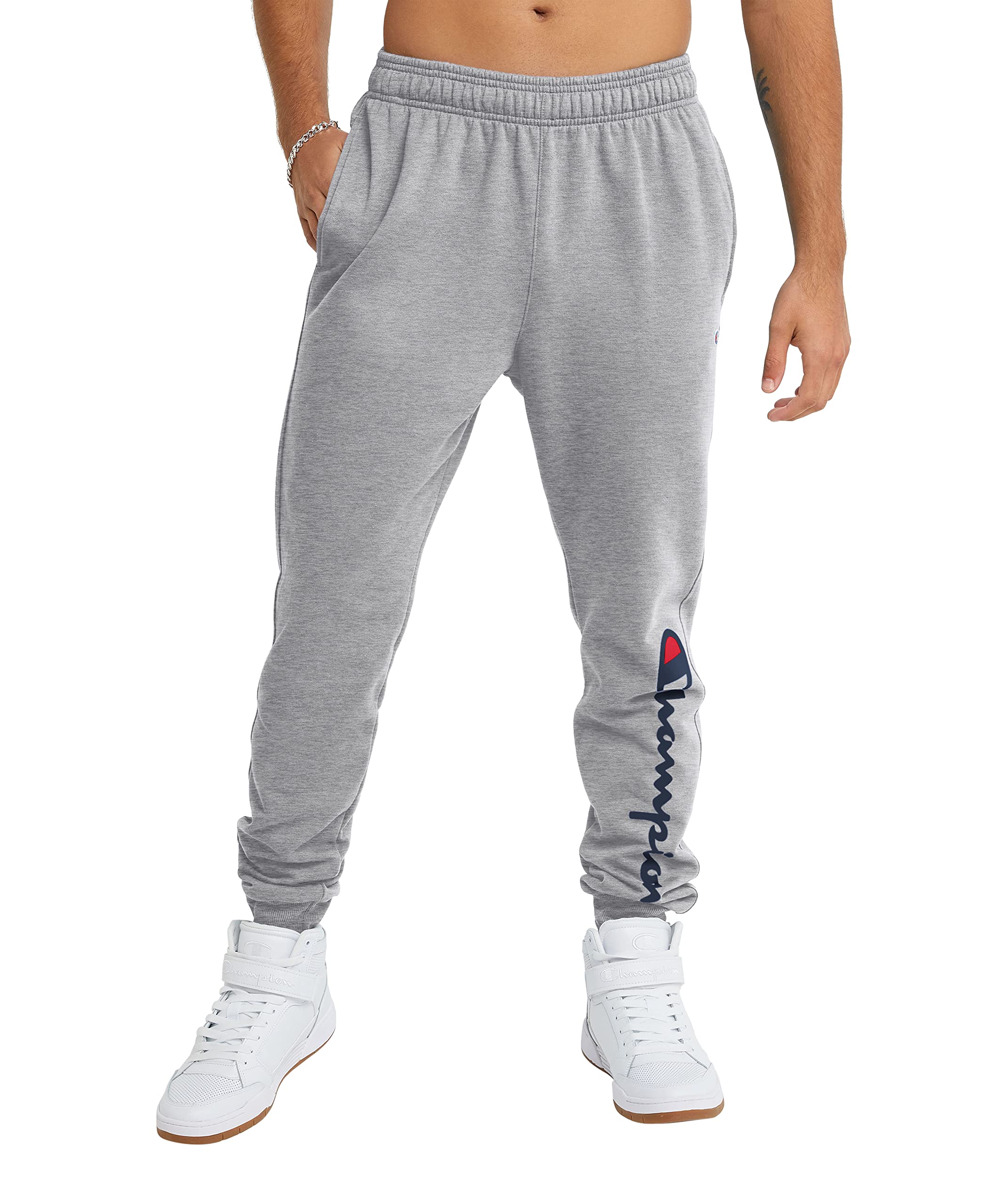 Champion Powerblend Fleece Crew, Script Logo Men's Tracksuit Top