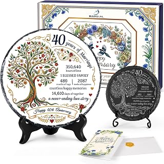 Golden Life Tree, 40th Gifts Wedding Anniversary Slate Plate