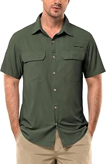 33,000ft Men's Short Sleeve Shirt UV Protection UPF50+ Quick Dry Casual Hiking Fishing Safari Travel Golf Shirt