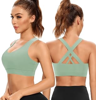Women's Sports Bra Cross Strap Padded Yoga Fitness Running Bra