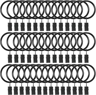 Goowin 40 Pcs Curtain Hooks, 1.5 inch Curtain Rings, Rustproof Curtain Rings with Clips, Metal Solid Curtain Clips with Rings, Decorative Vintage Curtain Hooks for Drapes, Black