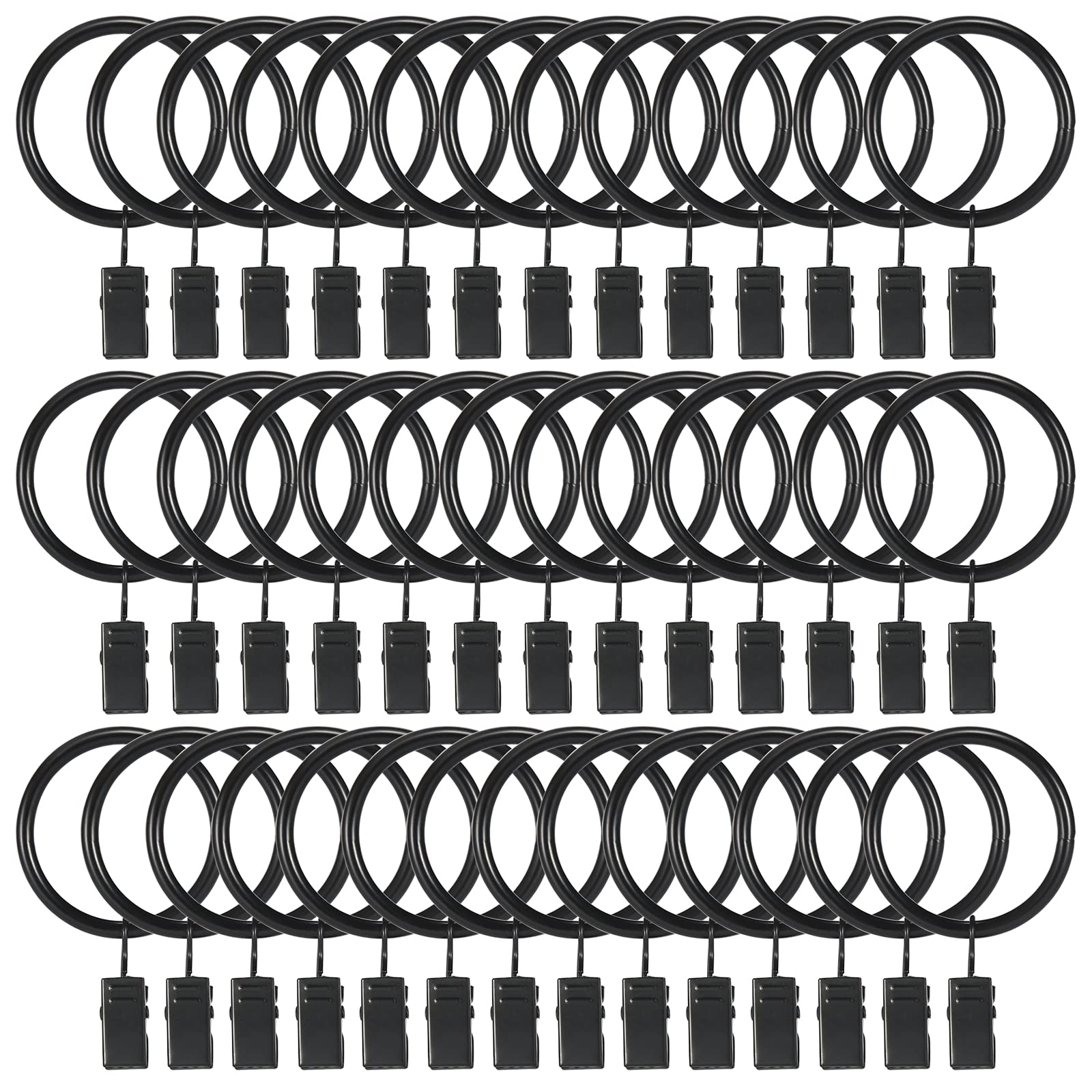 Goowin 40 Pcs Curtain Hooks, 1.5 inch Curtain Rings, Rustproof Curtain Rings wit