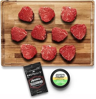 Rastelli's Black Angus Beef Filet Mignon Steaks (10 ct) 5 oz Portions, With Butter, 3.125 lbs. Total