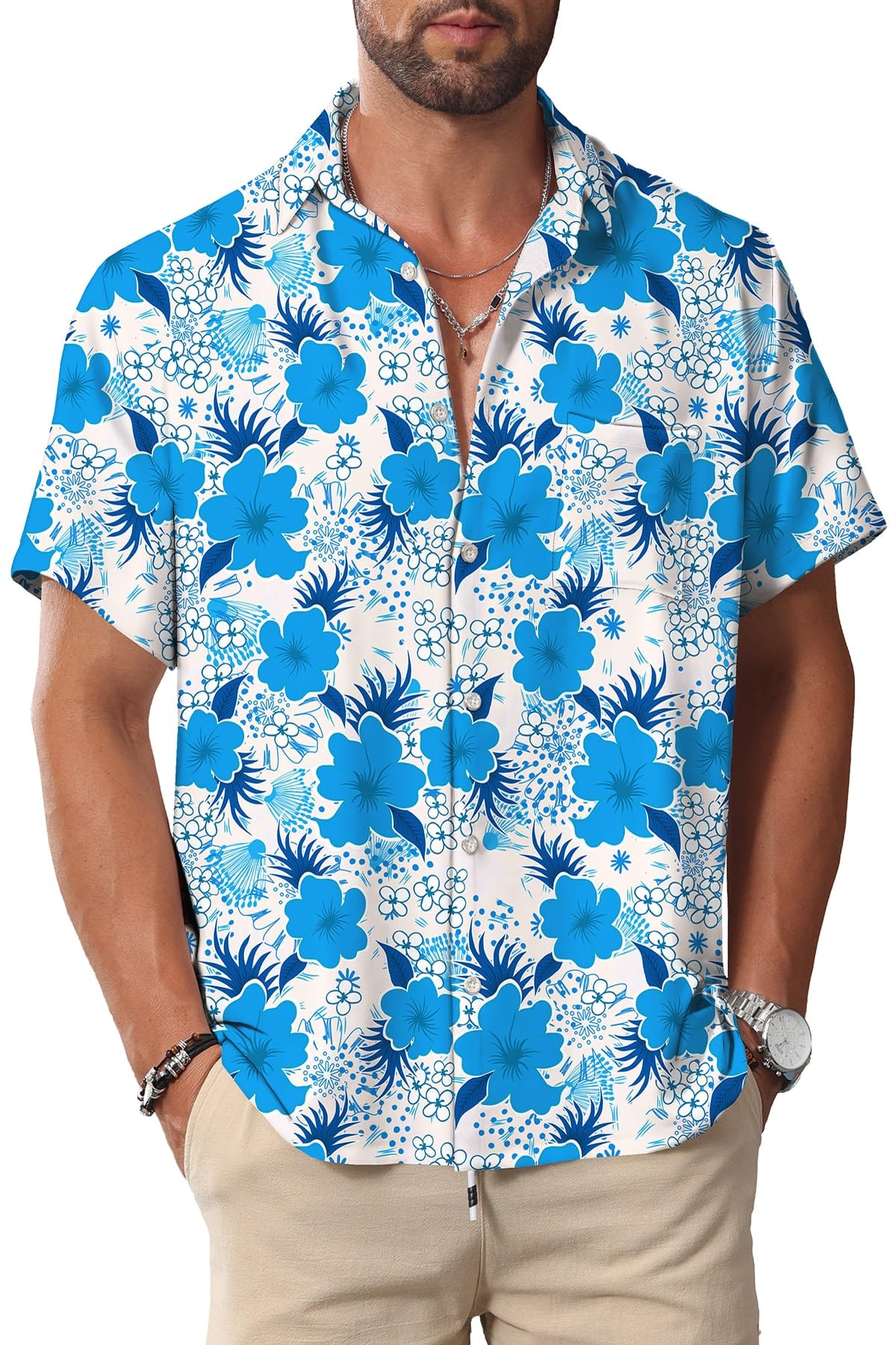 KYKU Hawaiian Shirt Men Short Sleeve Casual Button Down Tropical Summer Beach Ho