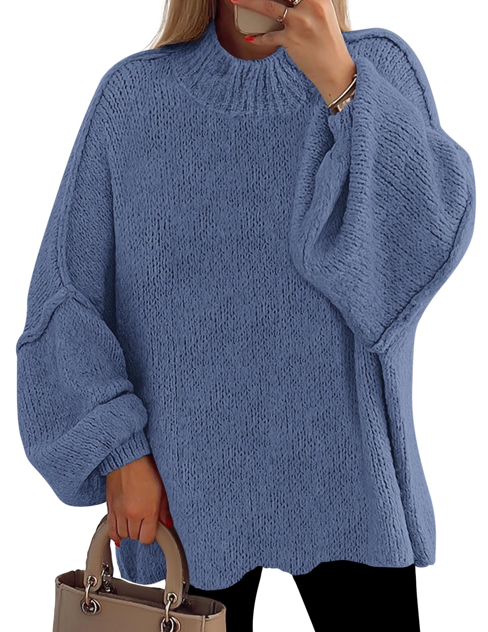 PRETTYGARDEN 女性用 2026年秋 オーバーサイズ セーター チャンキーニット モックネック 長袖 カジュアル トレンディ プルオーバー 冬服