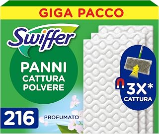 Swiffer Dry Microfibre Dust Catcher Refills, 216 Scented Cloths | Captures 3 times more dust and animal hair/hair than the traditional broom, great and safe for all floors