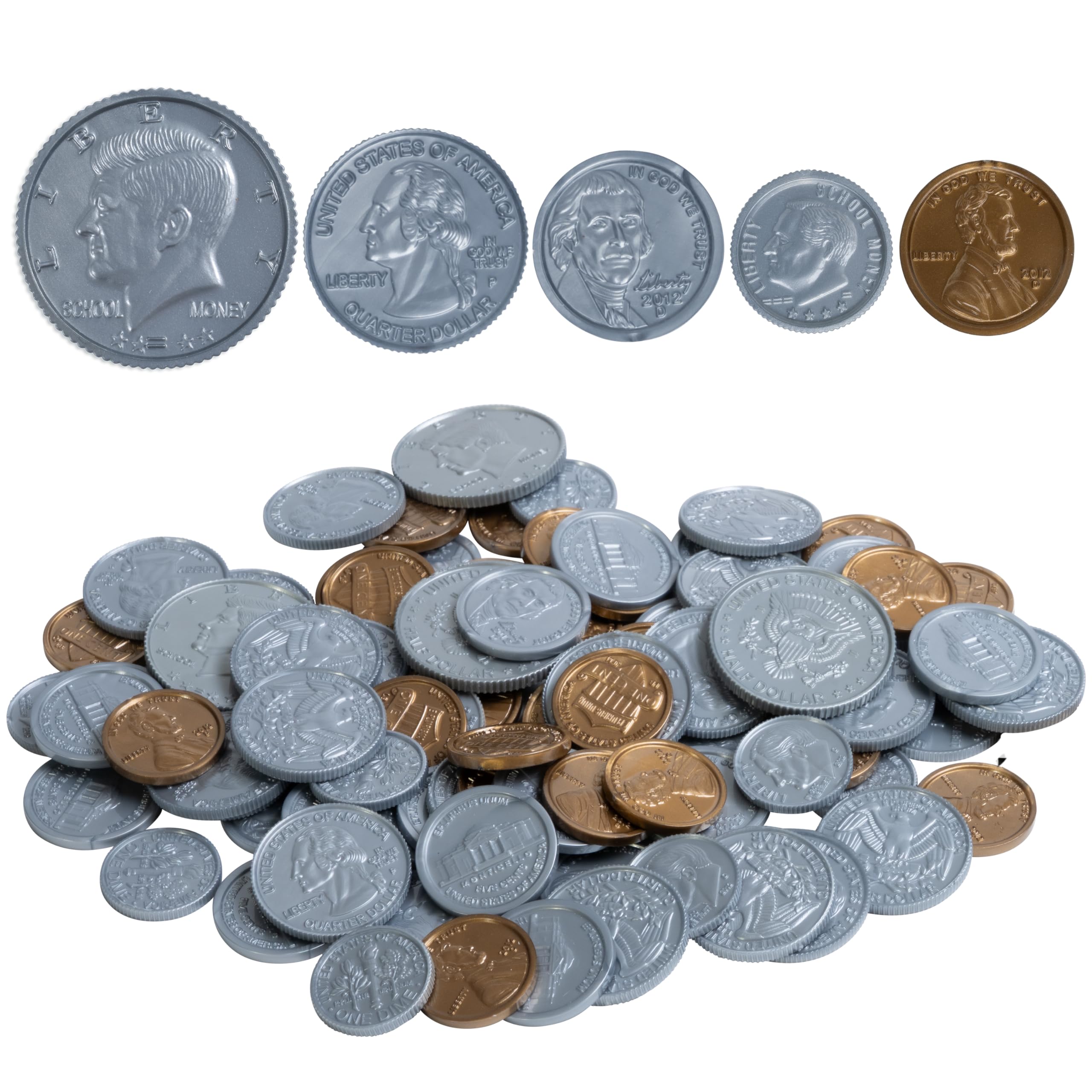 Learning Advantage Play Coin Set, Plastic, Realistic Coins for Pretend Play | 30