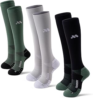 musesox Compression Socks for Women and Men,15-20 mmHg Support(3 Pairs) | Knee High,Graduated Compression,L/R Foot Labels,Breathable Fabric,Best for Flying/Nurses/Travel/Cycling/Pregnancy/Daily Wear