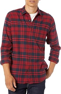 Amazon Essentials Men's Regular Fit Long-Sleeve Flannel Shirt, Soft Brushed Cotton, Lightweight yet Warm