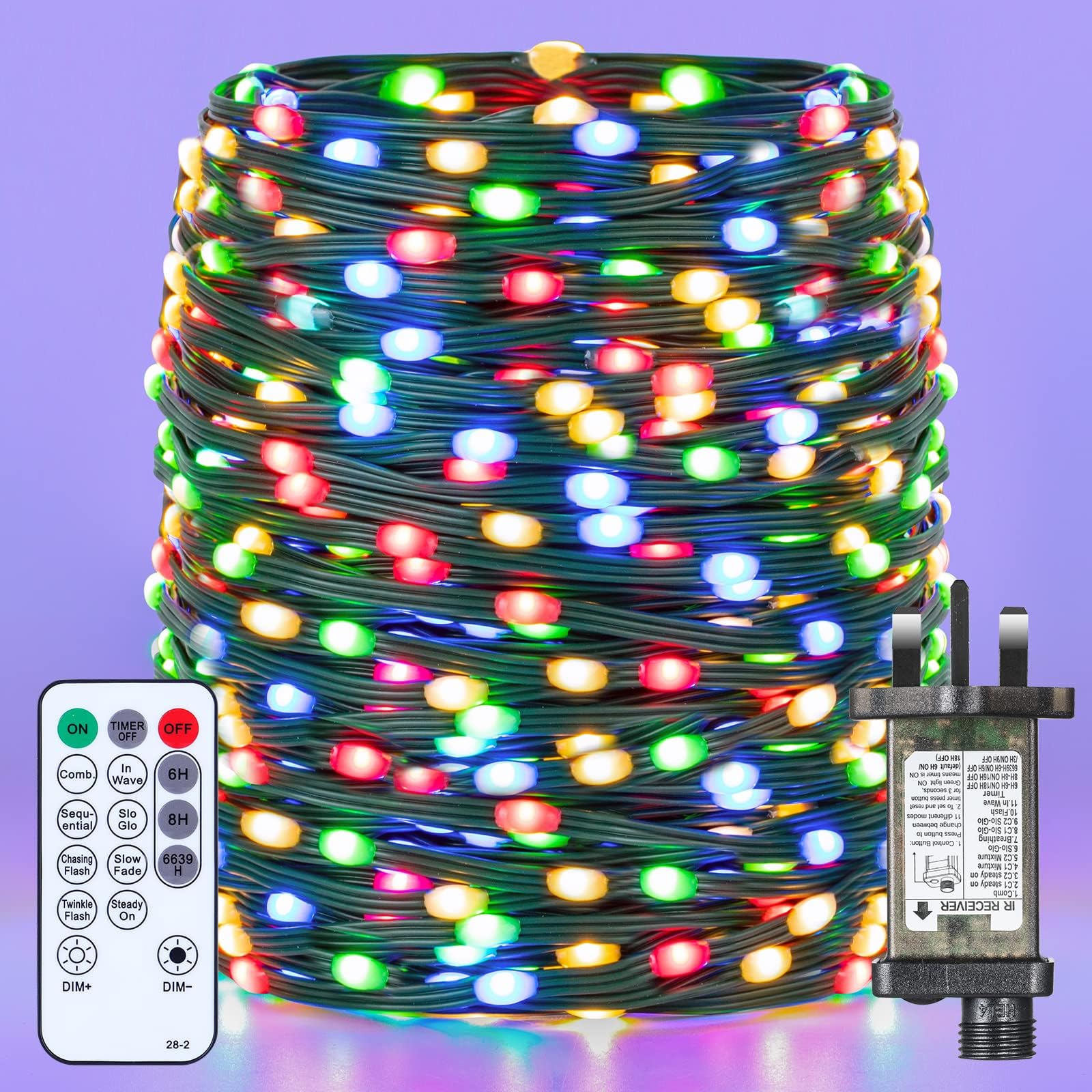 GlobaLink Rope Lights on Dark Cable, 50M/164FT 1000Leds Christmas Rope Lights, I