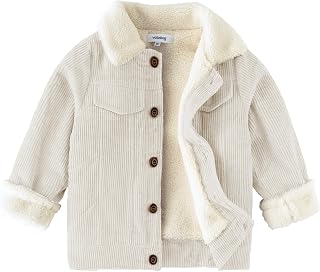 Volunboy Baby Boys Corduroy Fleece Jacket, Girls Autumn Winter Clothes Sherpa Coat