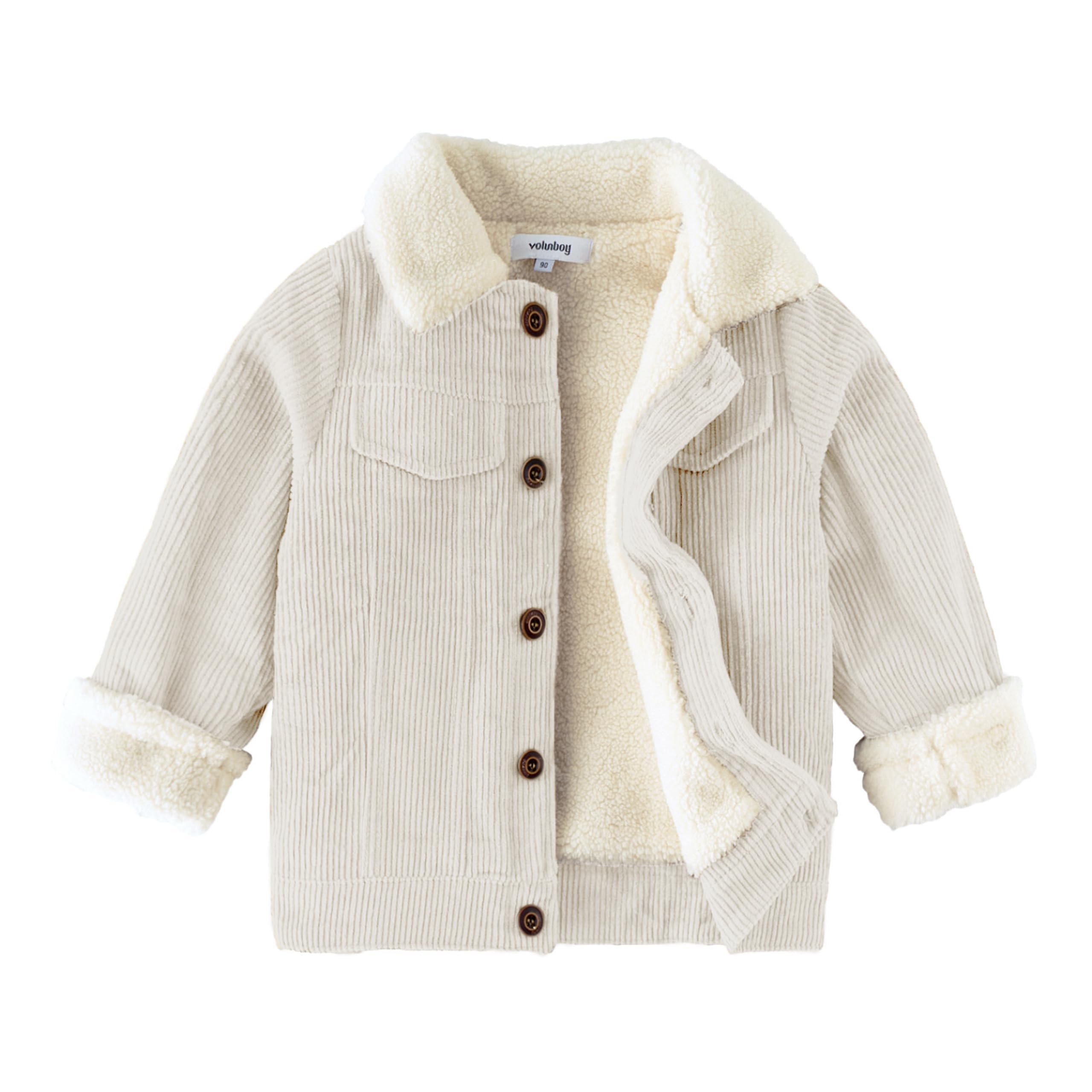 Volunboy Baby Boys Corduroy Fleece Jacket, Girls Autumn Winter Clothes Sherpa Co