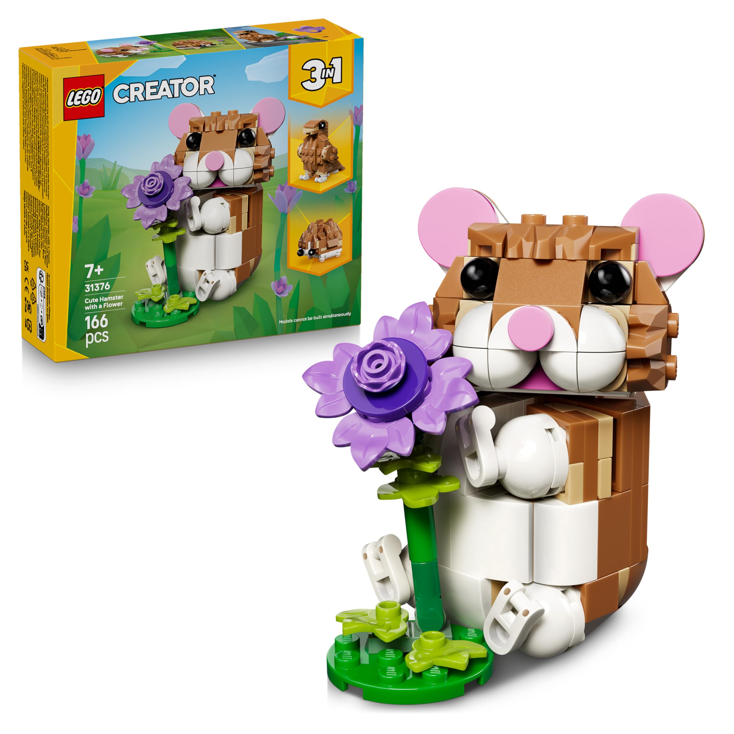 LEGO Creator 3-in-1 Cute Hamster with Flower 31376 | Toy from 7 years for girls,