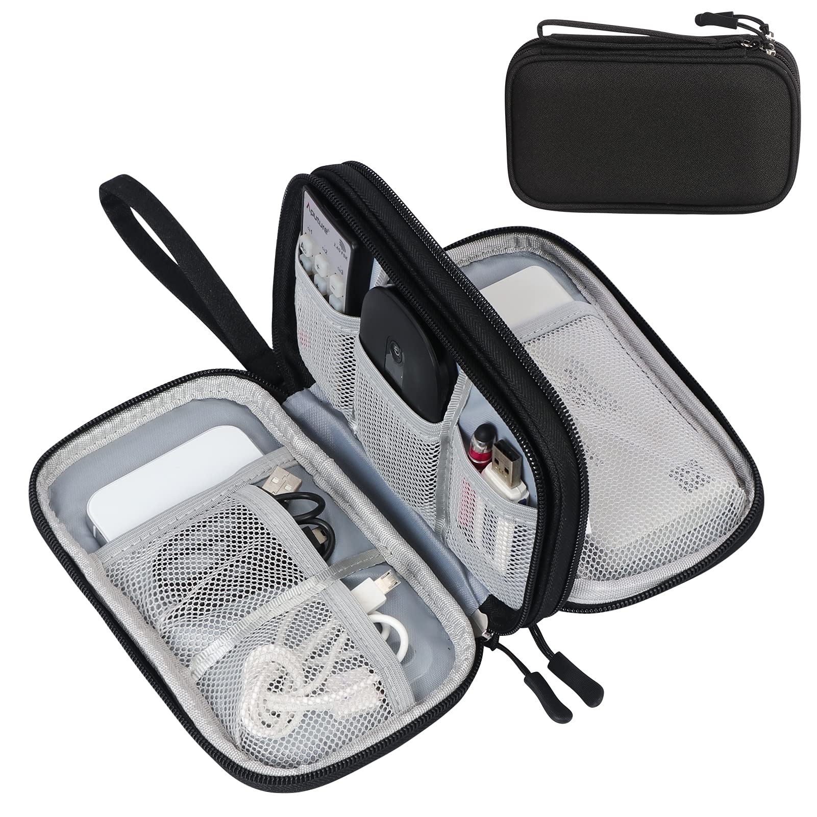 FYY Electronic Organizer, Travel Tech Pouch Bag, Cable Organizer Black | Wrist S