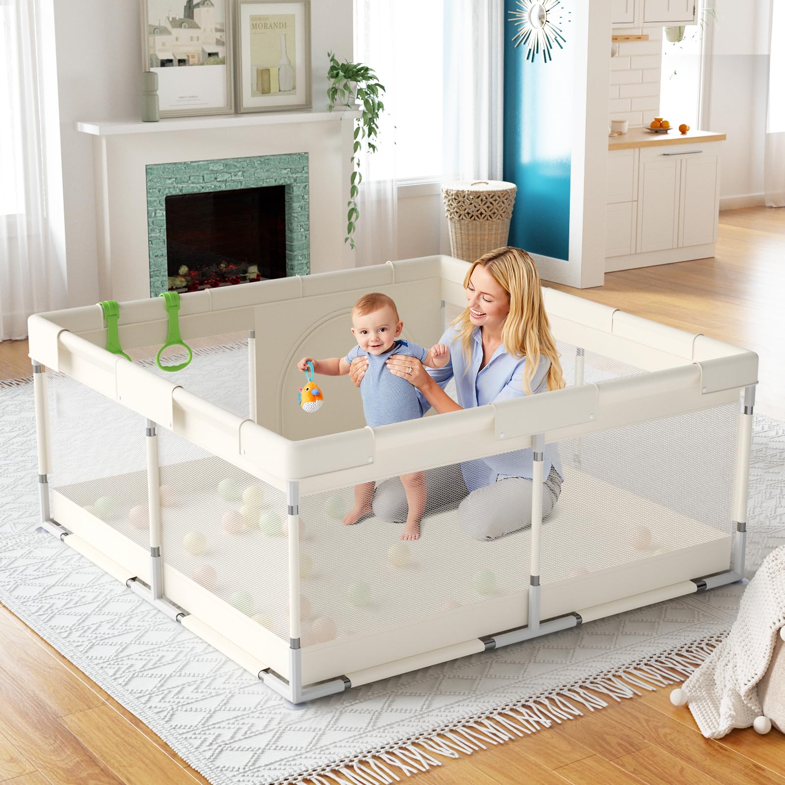 Fodoss Playpen Baby, 47x47inch Play Pen, Small Playard,Playpen for Apartment, Pl