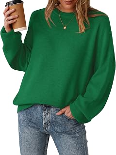 Arach&Cloz Women's Oversized Wool Blend Pullover for Autumn Winter Collection Round Neck Long Sleeve