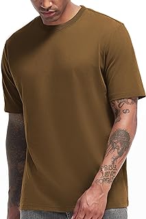 VEIISAR Men's Heavy Weight Crew Neck T-Shirt Mens Premium Cotton Tee - Pre Shrunk S-3XL